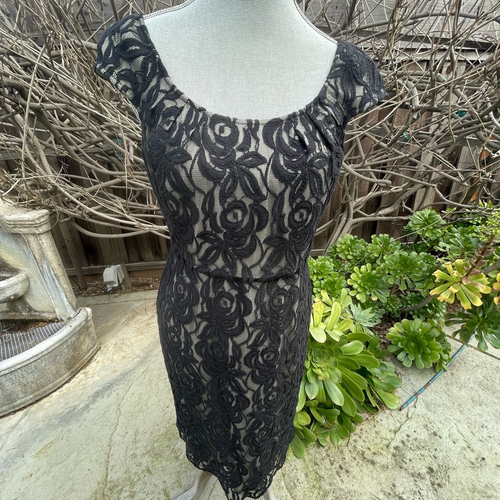 Adrianna Papell Black Floral Cocktail Dress - sz4